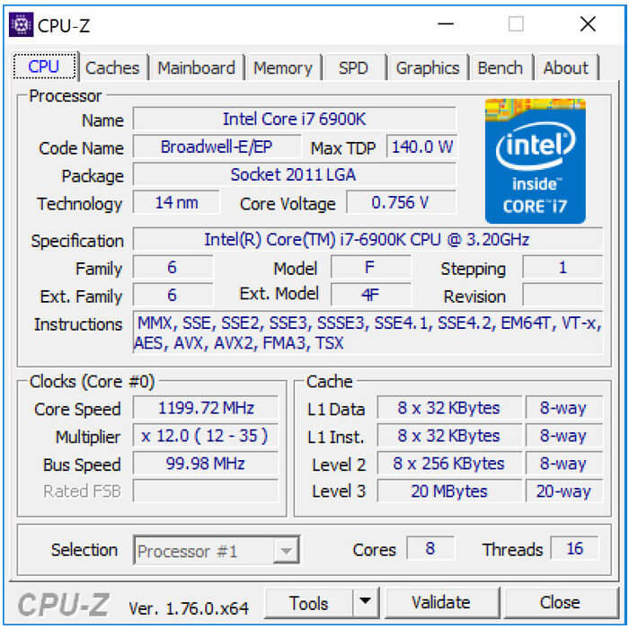 پردازنده اینتل سری Broadwell مدل Core i7-6900K