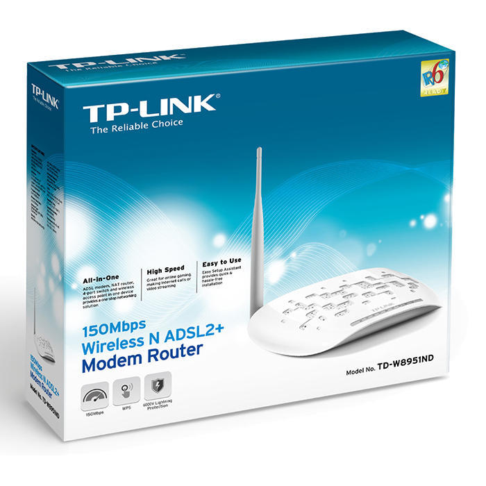مودم روتر بی سیم تی پی لینک سری ADSL2 Plus مدل TD-W8951ND